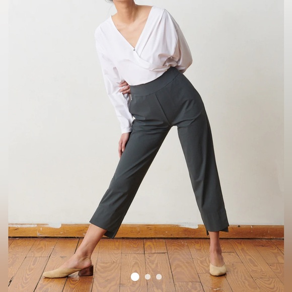 ADAY Straight Up Pants Charcoal Women’s Medium Comfy High Waisted Ankle Trousers - Picture 1 of 14